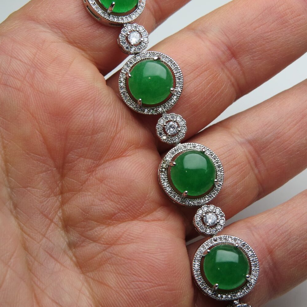 14k Gold Diamond & Natural Jade Bracelet